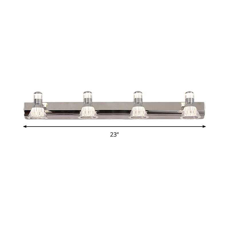 Contemporary Style Conic Sconce Light Aluminum 2/3/4 Lights Bathroom Stainless Steel Vanity Lighting, Warm/White Light Clearhalo 'Cast Iron' 'Glass' 'Industrial' 'Modern wall lights' 'Modern' 'Tiffany' 'Traditional wall lights' 'Vanity Lights' 'Wall Lights' Lighting' 139500