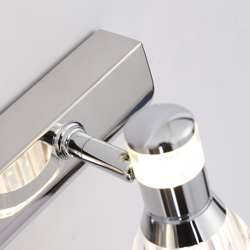 Contemporary Style Conic Sconce Light Aluminum 2/3/4 Lights Bathroom Stainless Steel Vanity Lighting, Warm/White Light Clearhalo 'Cast Iron' 'Glass' 'Industrial' 'Modern wall lights' 'Modern' 'Tiffany' 'Traditional wall lights' 'Vanity Lights' 'Wall Lights' Lighting' 139503