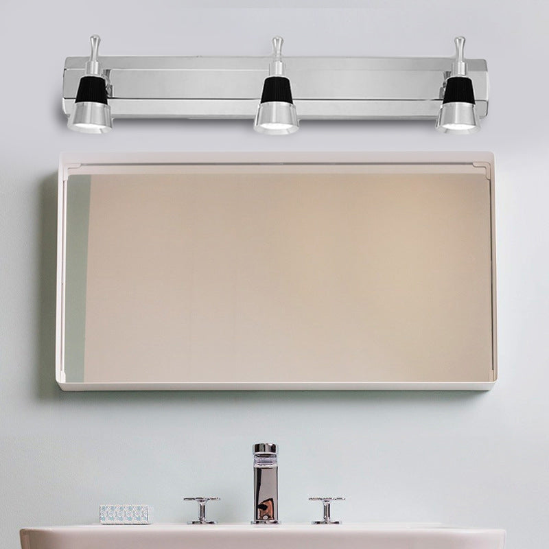 Modernist Cone Vanity Light Aluminum Warm/White Lighting 2/3-Light Bathroom Wall Lamp in Stainless Steel Clearhalo 'Cast Iron' 'Glass' 'Industrial' 'Modern wall lights' 'Modern' 'Tiffany' 'Traditional wall lights' 'Vanity Lights' 'Wall Lights' Lighting' 139513