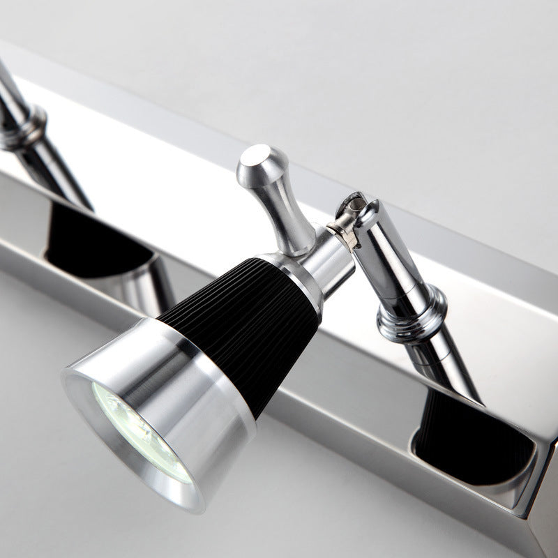 Modernist Cone Vanity Light Aluminum Warm/White Lighting 2/3-Light Bathroom Wall Lamp in Stainless Steel Clearhalo 'Cast Iron' 'Glass' 'Industrial' 'Modern wall lights' 'Modern' 'Tiffany' 'Traditional wall lights' 'Vanity Lights' 'Wall Lights' Lighting' 139516