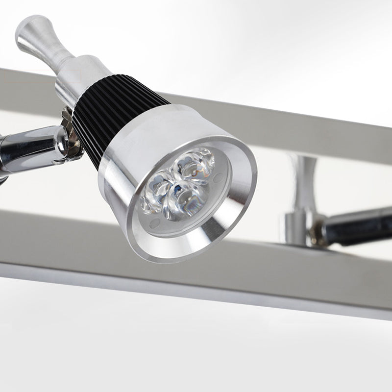 Modernist Cone Vanity Light Aluminum Warm/White Lighting 2/3-Light Bathroom Wall Lamp in Stainless Steel Clearhalo 'Cast Iron' 'Glass' 'Industrial' 'Modern wall lights' 'Modern' 'Tiffany' 'Traditional wall lights' 'Vanity Lights' 'Wall Lights' Lighting' 139518