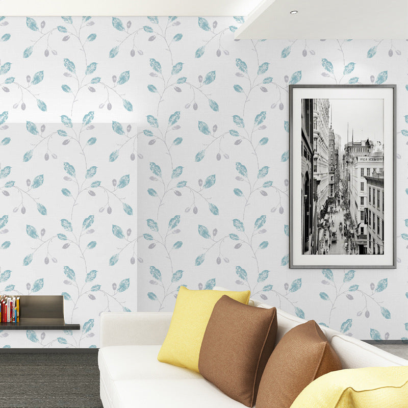 Plants Leaf Wallpaper Roll Country Style Smooth Wall Art in Light Color for Home Clearhalo 'Country wall decor' 'Rustic' 'Wallpaper' Wall Decor' 1395824