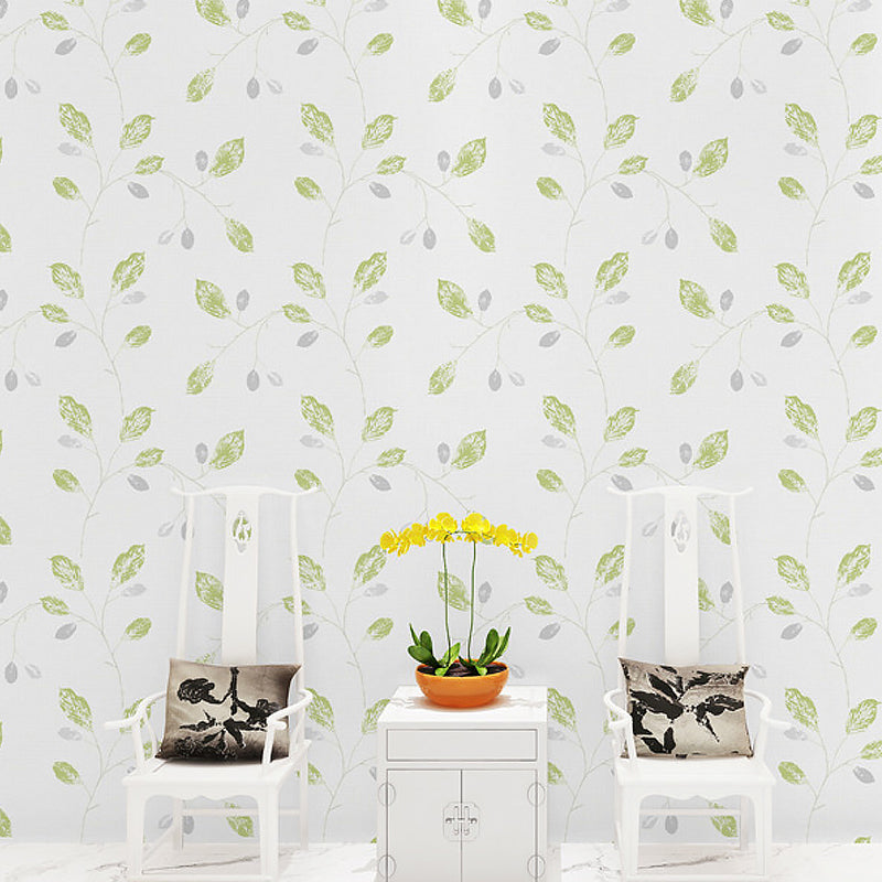 Plants Leaf Wallpaper Roll Country Style Smooth Wall Art in Light Color for Home Clearhalo 'Country wall decor' 'Rustic' 'Wallpaper' Wall Decor' 1395831