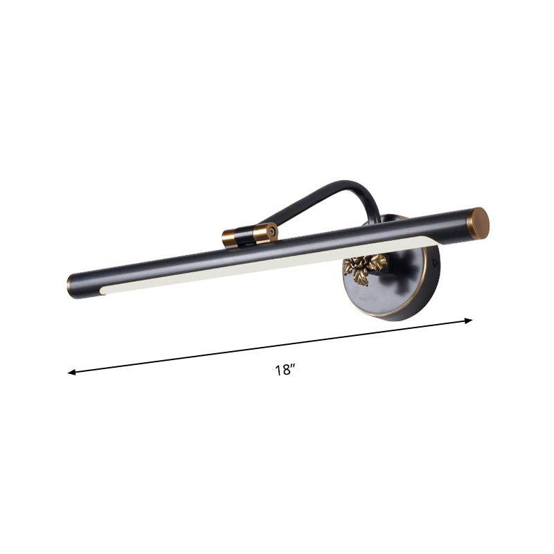 LED Bedroom Vanity Wall Sconce with Linear Metal Shade Black/Brass Finish Wall Light Fixture, 14"/18" Diameter Clearhalo 'Cast Iron' 'Glass' 'Industrial' 'Modern wall lights' 'Modern' 'Tiffany' 'Traditional wall lights' 'Vanity Lights' 'Wall Lights' Lighting' 139592