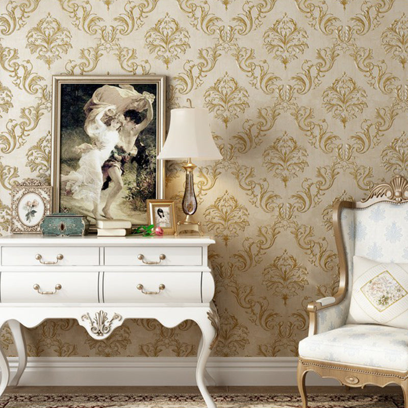 Retro Trellis Wallpaper Roll Soft-Color Jacquard Wall Covering for Bedroom, 33' x 20.5" Light Coffee Clearhalo 'Vintage wall decor' 'Vintage' 'Wallpaper' Wall Decor' 1395920