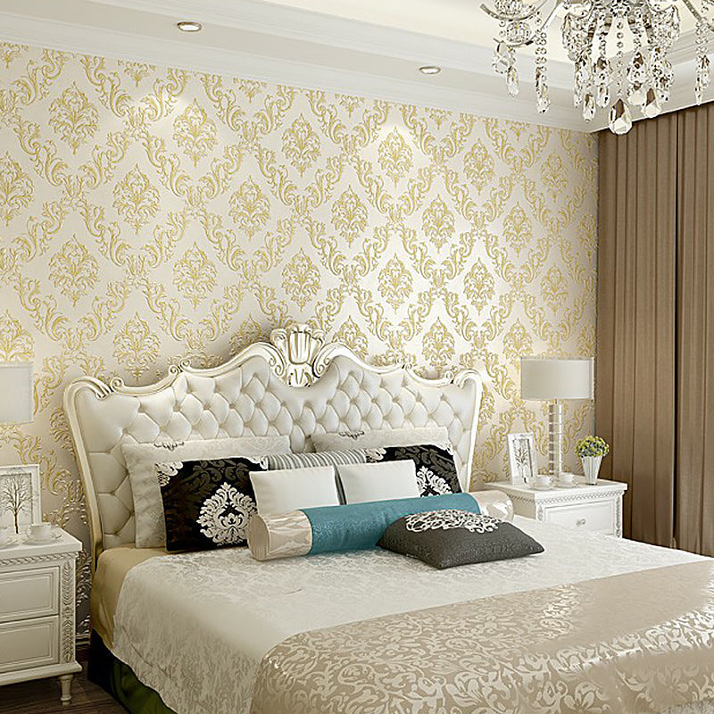 Retro Trellis Wallpaper Roll Soft-Color Jacquard Wall Covering for Bedroom, 33' x 20.5" Beige Clearhalo 'Vintage wall decor' 'Vintage' 'Wallpaper' Wall Decor' 1395923