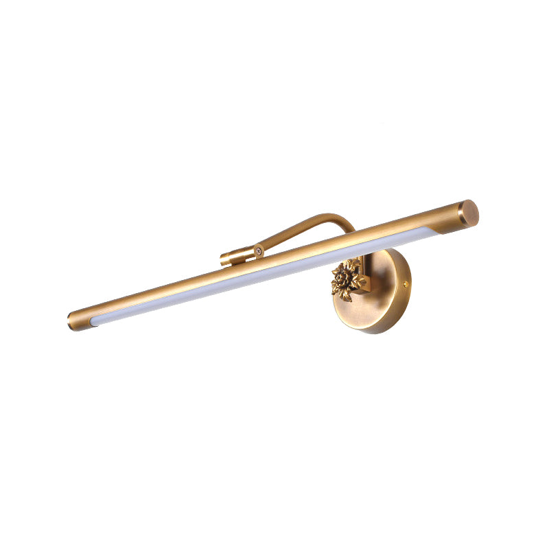 LED Bedroom Vanity Wall Sconce with Linear Metal Shade Black/Brass Finish Wall Light Fixture, 14"/18" Diameter Clearhalo 'Cast Iron' 'Glass' 'Industrial' 'Modern wall lights' 'Modern' 'Tiffany' 'Traditional wall lights' 'Vanity Lights' 'Wall Lights' Lighting' 139598