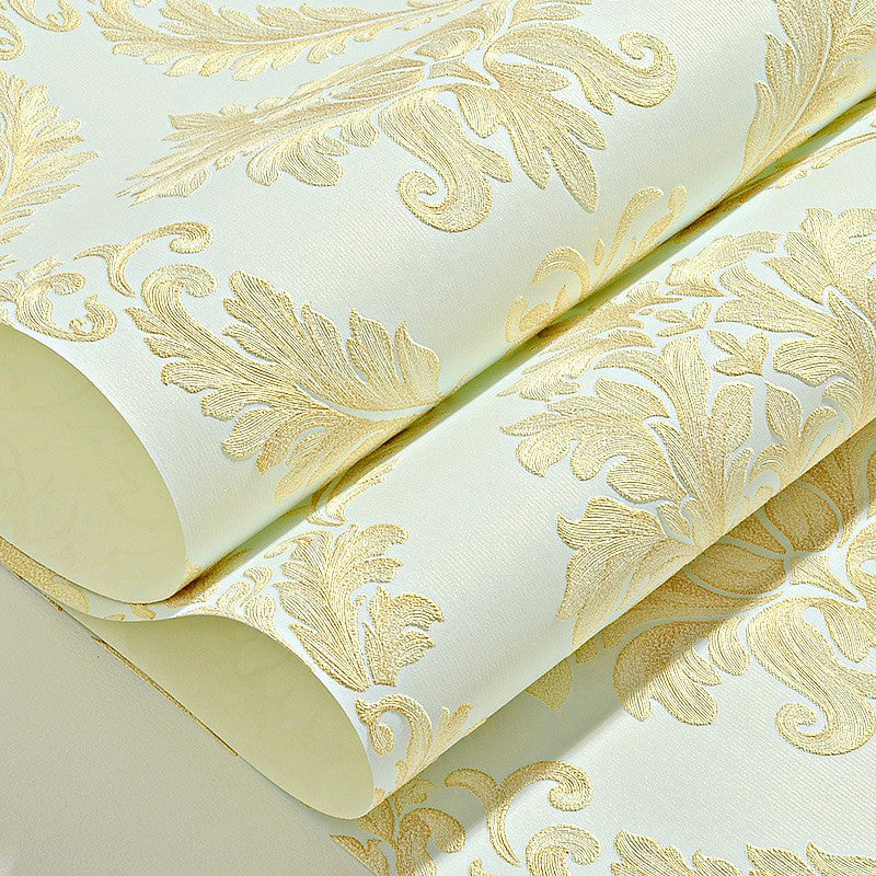 Retro Style Damask Wallpaper Embossed Washable Pastel Color Wall Art for Bedroom Clearhalo 'Vintage wall decor' 'Vintage' 'Wallpaper' Wall Decor' 1396064