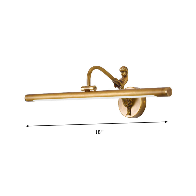 Brass/Black Finish Linear Vanity Lighting with Mermaid Accent Modern Style LED Metallic Wall Sconce, 14"/18" W Clearhalo 'Cast Iron' 'Glass' 'Industrial' 'Modern wall lights' 'Modern' 'Tiffany' 'Traditional wall lights' 'Vanity Lights' 'Wall Lights' Lighting' 139617