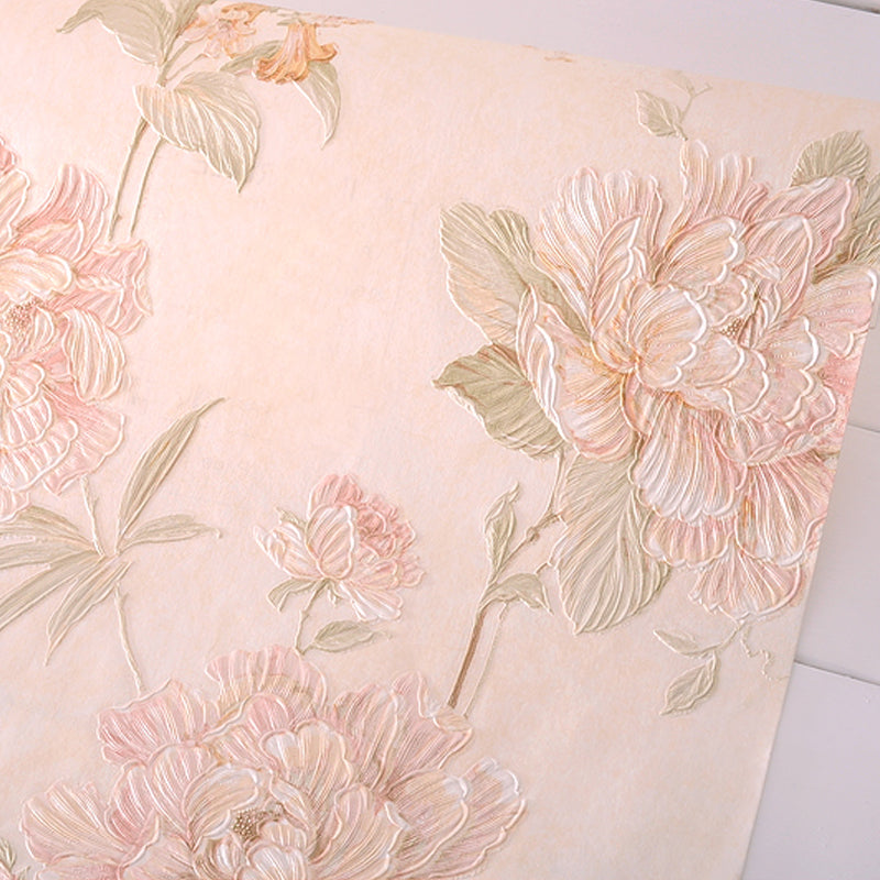 Country Peony Wallpaper Roll Dark Color Living Room Wall Covering, 33' L x 20.5" W Clearhalo 'Country wall decor' 'Rustic' 'Wallpaper' Wall Decor' 1396952