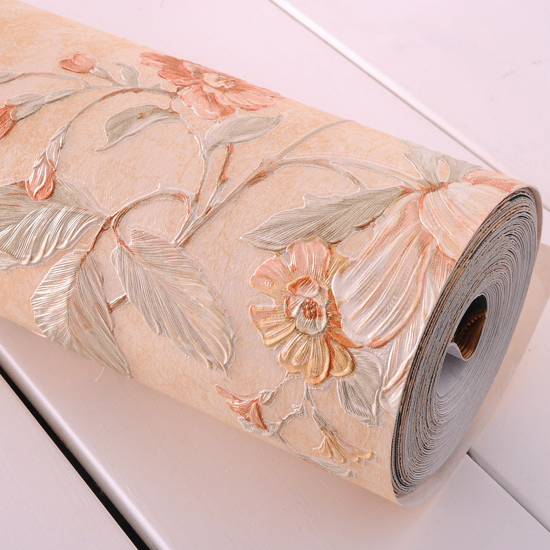 Country Peony Wallpaper Roll Dark Color Living Room Wall Covering, 33' L x 20.5" W Clearhalo 'Country wall decor' 'Rustic' 'Wallpaper' Wall Decor' 1396955