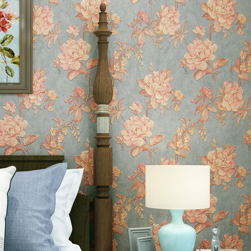 Country Peony Wallpaper Roll Dark Color Living Room Wall Covering, 33' L x 20.5" W Green Clearhalo 'Country wall decor' 'Rustic' 'Wallpaper' Wall Decor' 1396958
