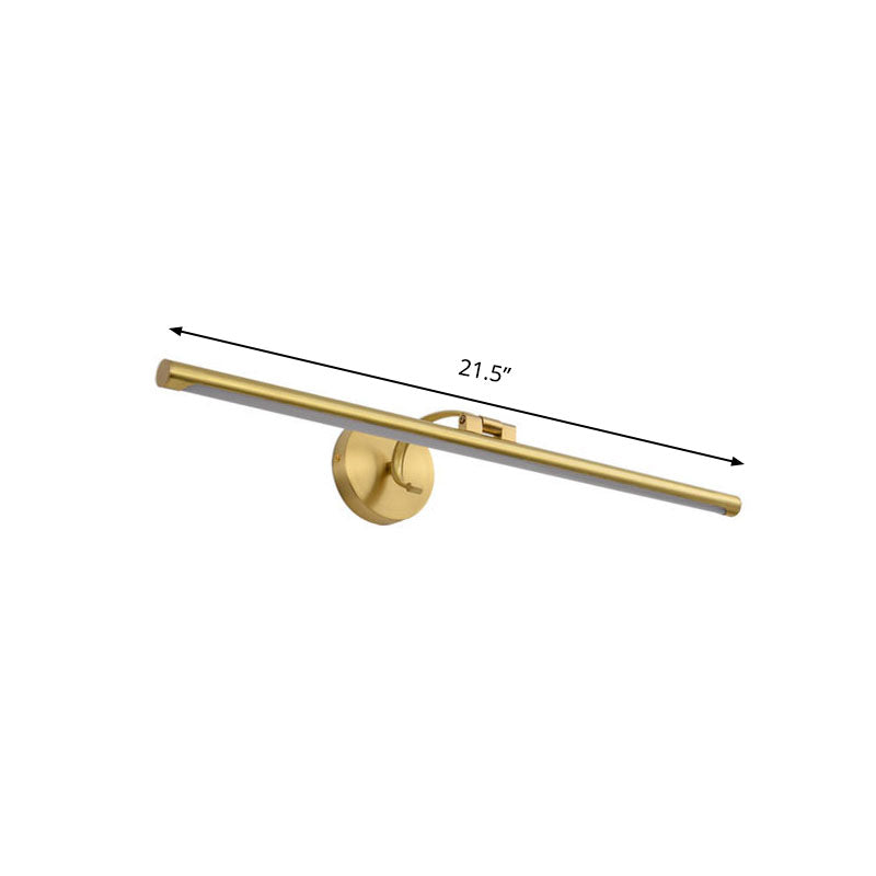 Golden Pipe Shaped Vanity Light Modern Stylish 16"/21.5" Width LED Metal Wall Sconce Light for Bathroom Clearhalo 'Cast Iron' 'Glass' 'Industrial' 'Modern wall lights' 'Modern' 'Tiffany' 'Traditional wall lights' 'Vanity Lights' 'Wall Lights' Lighting' 139701