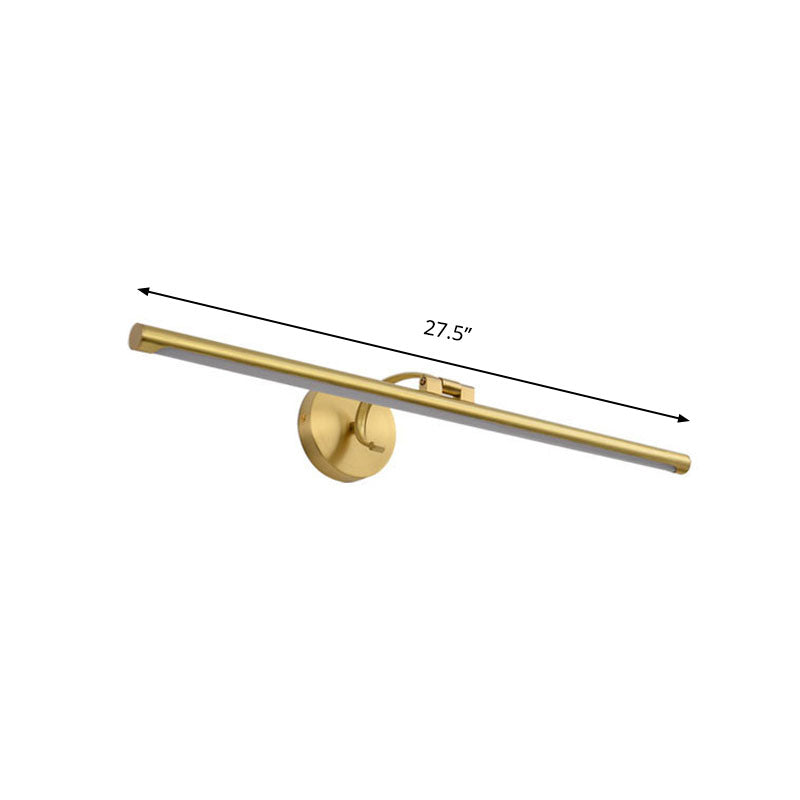 Golden Pipe Shaped Vanity Light Modern Stylish 16"/21.5" Width LED Metal Wall Sconce Light for Bathroom Clearhalo 'Cast Iron' 'Glass' 'Industrial' 'Modern wall lights' 'Modern' 'Tiffany' 'Traditional wall lights' 'Vanity Lights' 'Wall Lights' Lighting' 139702