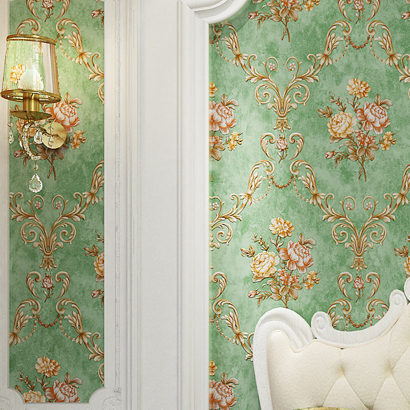 Enchanting Blossoming Peony Wallpaper for Bedroom, Pastel Color, 33' L x 20.5" W Green Clearhalo 'Country wall decor' 'Rustic' 'Wallpaper' Wall Decor' 1397095