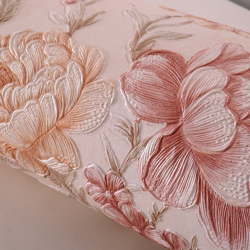 Enchanting Blossoming Peony Wallpaper for Bedroom, Pastel Color, 33' L x 20.5" W Coffee Clearhalo 'Country wall decor' 'Rustic' 'Wallpaper' Wall Decor' 1397109