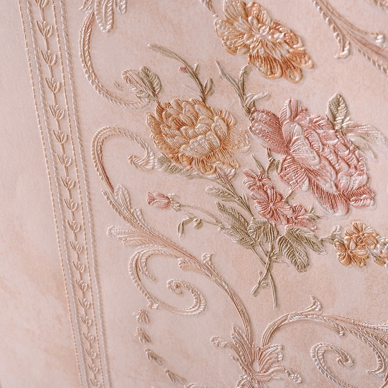 Non-Woven Stain Resistant Wallpaper Rural Embossed Peonies Wall Art for Living Room Clearhalo 'Country wall decor' 'Rustic' 'Wallpaper' Wall Decor' 1397178