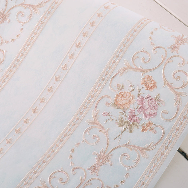 Non-Woven Stain Resistant Wallpaper Rural Embossed Peonies Wall Art for Living Room Clearhalo 'Country wall decor' 'Rustic' 'Wallpaper' Wall Decor' 1397184