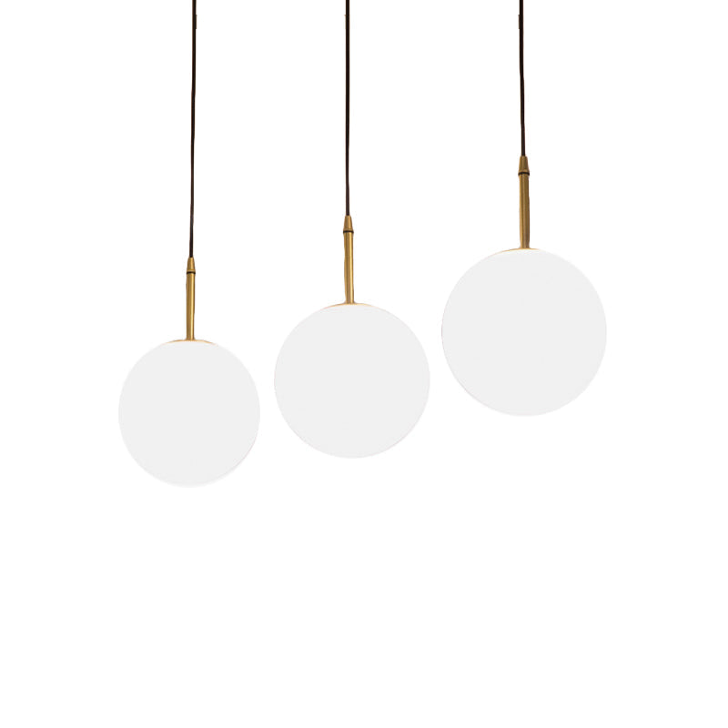 One Light Round Ceiling Pendant Light Modern Brass White Glass Hanging Lamp for Dining Room, 6"/8" Wide Clearhalo 'Art Deco Pendants' 'Cast Iron' 'Ceiling Lights' 'Ceramic' 'Crystal' 'Industrial Pendants' 'Industrial' 'Metal' 'Middle Century Pendants' 'Pendant Lights' 'Pendants' 'Tiffany' Lighting' 139845