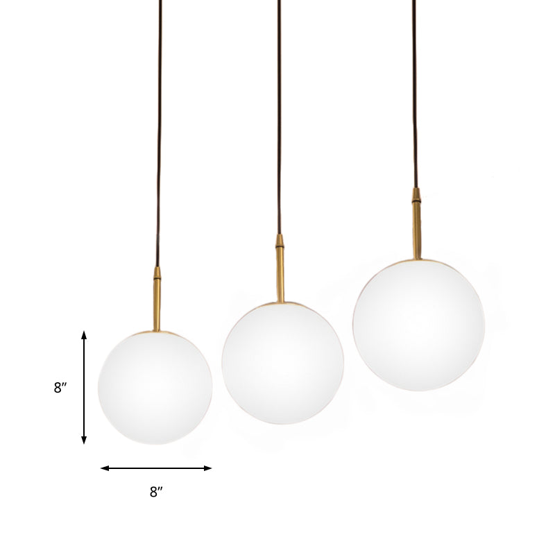 One Light Round Ceiling Pendant Light Modern Brass White Glass Hanging Lamp for Dining Room, 6"/8" Wide Clearhalo 'Art Deco Pendants' 'Cast Iron' 'Ceiling Lights' 'Ceramic' 'Crystal' 'Industrial Pendants' 'Industrial' 'Metal' 'Middle Century Pendants' 'Pendant Lights' 'Pendants' 'Tiffany' Lighting' 139847
