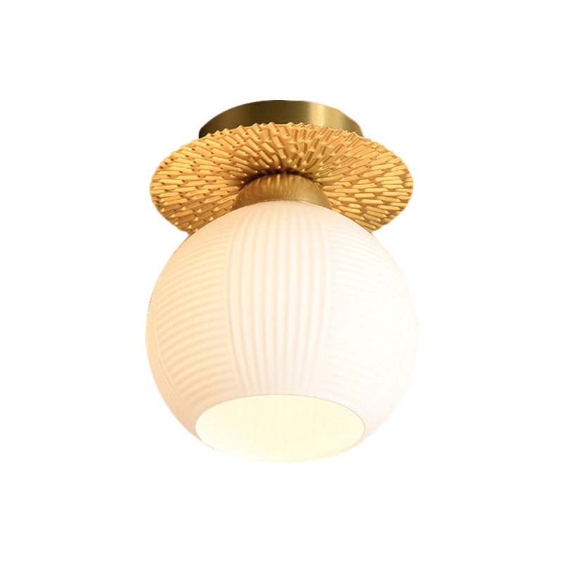 Global Semi Flush Contemporary Clear/White/Blue Prism Glass Single Bulb Hallway Close to Ceiling Light Clearhalo 'Ceiling Lights' 'Close To Ceiling Lights' 'Close to ceiling' 'Glass shade' 'Glass' 'Pendant Lights' 'Semi-flushmount' Lighting' 1398846