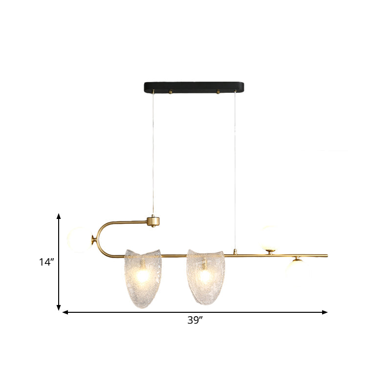 Geometric Pendant Chandelier Contemporary Clear/Pink-Blue Glass 5-Head Dining Room LED Pendulum Light Clearhalo 'Ceiling Lights' 'Chandeliers' 'Clear' 'Close To Ceiling Lights' 'Glass shade' 'Glass' 'Industrial' 'Modern Chandeliers' 'Modern' 'Tiffany' 'Traditional Chandeliers' Lighting' 1399260