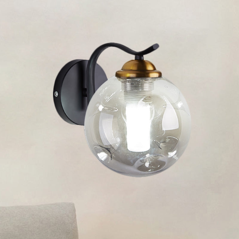 Modernist Bubbly Wall Sconce Amber/Smoke Gray Glass 1/2-Bulb Drawing Room Wall Mounted Light in Black/Gold Clearhalo 'Cast Iron' 'Glass' 'Industrial' 'Modern wall lights' 'Modern' 'Tiffany' 'Traditional wall lights' 'Wall Lamps & Sconces' 'Wall Lights' Lighting' 1399615