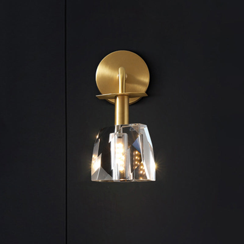 LED Faceted Crystal Wall Mounted Lamp Modern Clear Half Ball Bedchamber Surface Wall Sconce Clear Clearhalo 'Modern wall lights' 'Modern' 'Wall Lamps & Sconces' 'Wall Lights' Lighting' 1399696