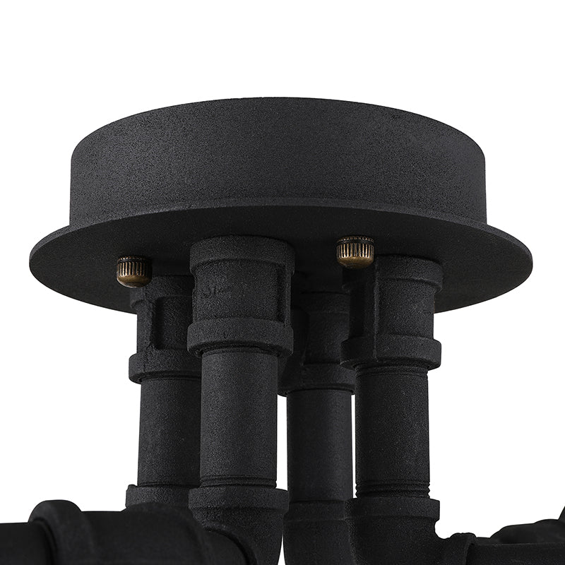 Black/Bronze 4/6/8 Bulbs Ceiling Lamp Farmhouse Metal Twisted Pipe Semi Flush Light Fixture for Restaurant Clearhalo 'Ceiling Lights' 'Close To Ceiling Lights' 'Close to ceiling' 'Semi-flushmount' Lighting' 139998