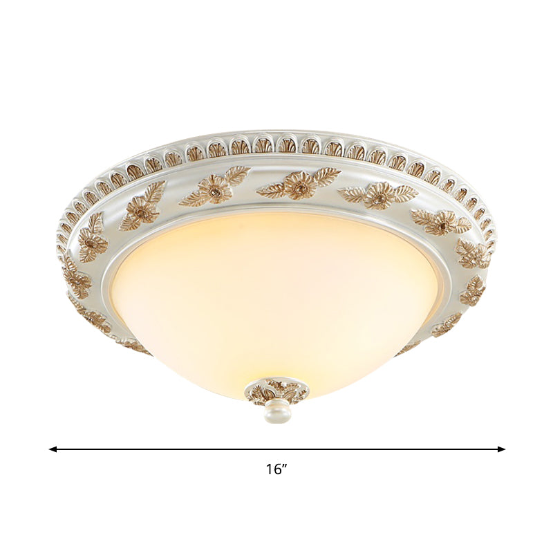 2/3 Bulbs Half-Sphere Flushmount Light Classic Beige Opaline Glass Ceiling Mount Lamp for Kitchen, 14"/16"/19.5" W Clearhalo 'Ceiling Lights' 'Close To Ceiling Lights' 'Close to ceiling' 'Flush mount' Lighting' 1400414