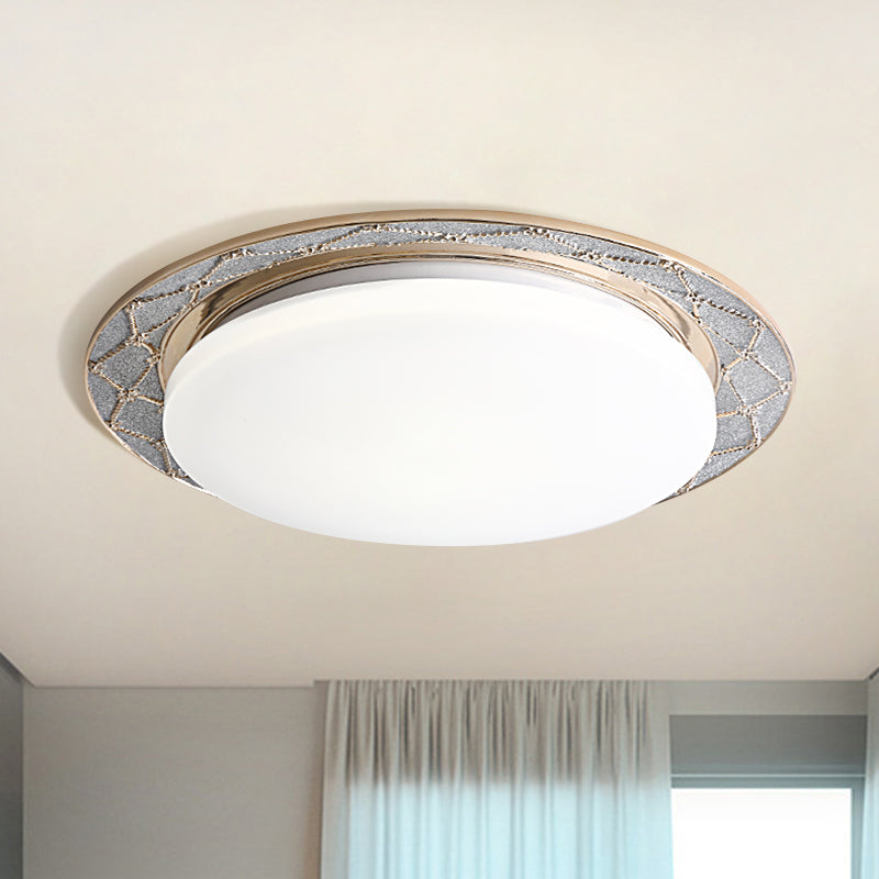 Milk Glass LED Flush Mount Lamp Vintage Beige/Silver Grey Moon-Shaped Bedroom Ceiling Mount Light Fixture Silver Gray Clearhalo 'Ceiling Lights' 'Close To Ceiling Lights' 'Close to ceiling' 'Flush mount' Lighting' 1400432
