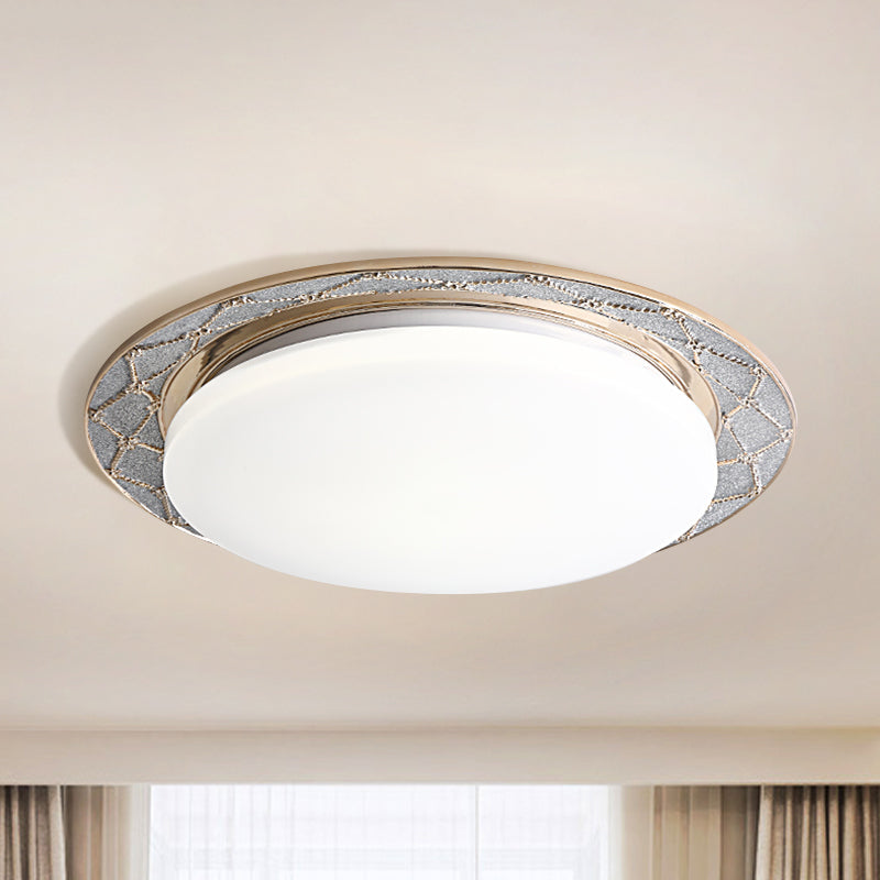 Milk Glass LED Flush Mount Lamp Vintage Beige/Silver Grey Moon-Shaped Bedroom Ceiling Mount Light Fixture Clearhalo 'Ceiling Lights' 'Close To Ceiling Lights' 'Close to ceiling' 'Flush mount' Lighting' 1400433