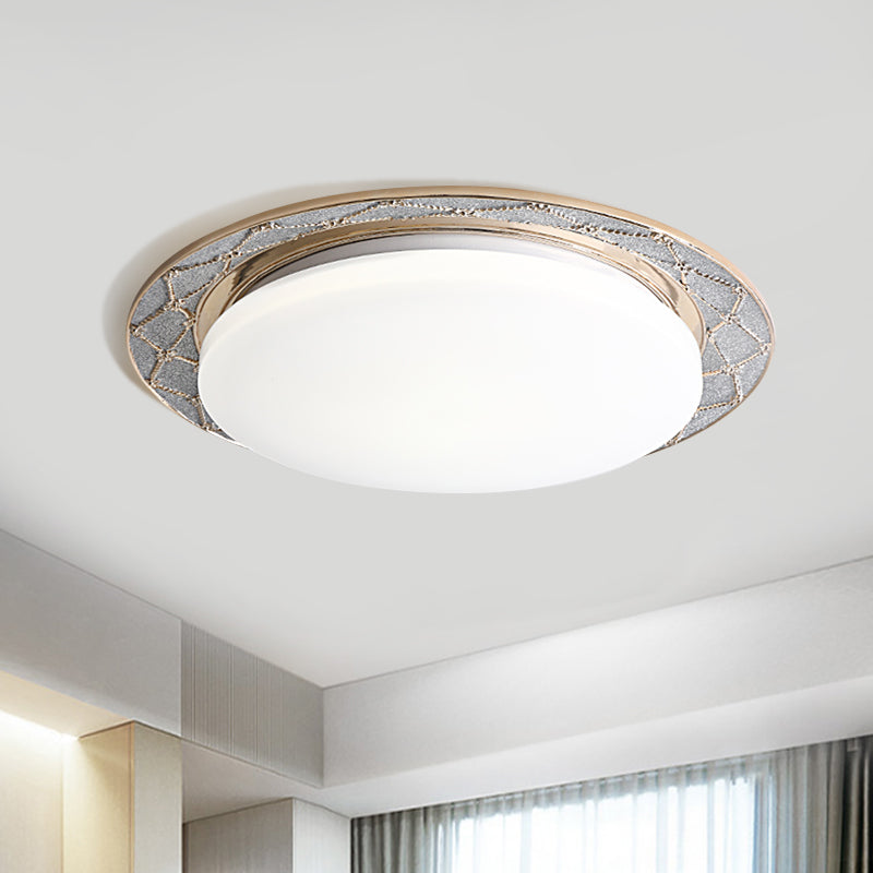 Milk Glass LED Flush Mount Lamp Vintage Beige/Silver Grey Moon-Shaped Bedroom Ceiling Mount Light Fixture Clearhalo 'Ceiling Lights' 'Close To Ceiling Lights' 'Close to ceiling' 'Flush mount' Lighting' 1400434