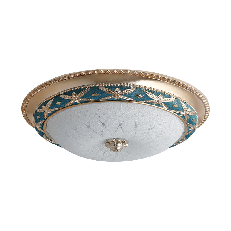 Bowl Shade Foyer Ceiling Lighting Vintage Opal Glass Sky Blue/Green LED Flush Mounted Light Fixture, 14"/16" W Clearhalo 'Ceiling Lights' 'Close To Ceiling Lights' 'Close to ceiling' 'Flush mount' Lighting' 1400456