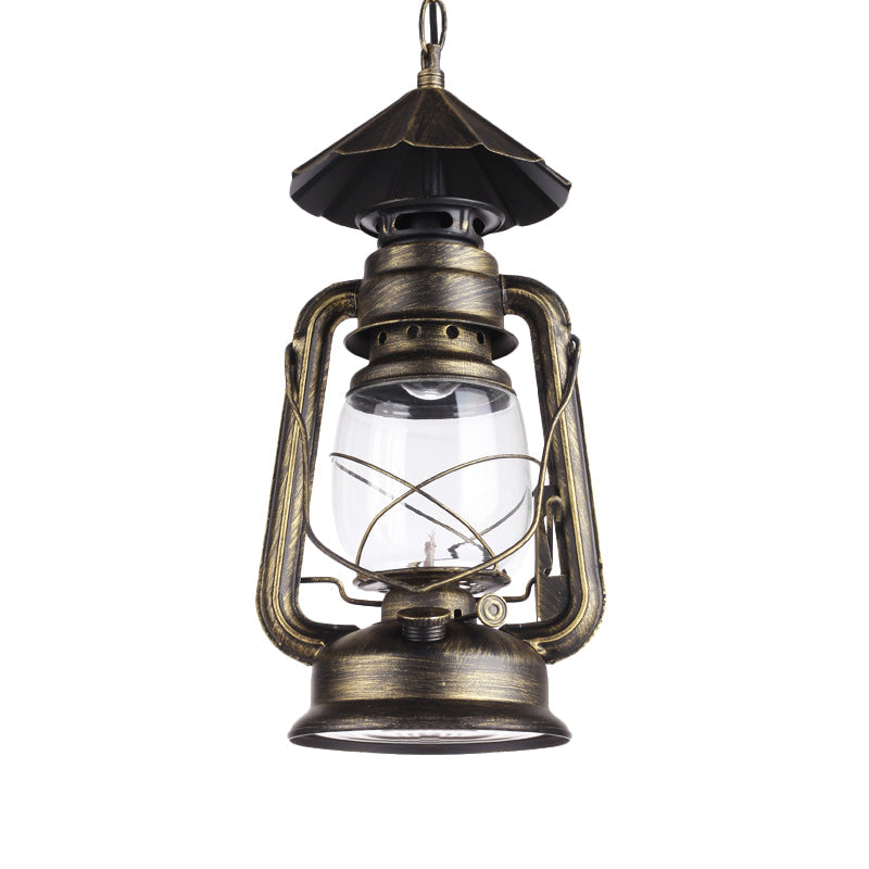Black/Antique Bronze/Weathered Copper Single Light Pendant Lighting Industrial Clear Glass Kerosene Hanging Lamp for Indoor Clearhalo 'Art Deco Pendants' 'Black' 'Cast Iron' 'Ceiling Lights' 'Ceramic' 'Crystal' 'Industrial Pendants' 'Industrial' 'Metal' 'Middle Century Pendants' 'Pendant Lights' 'Pendants' 'Rustic Pendants' 'Tiffany' Lighting' 140076