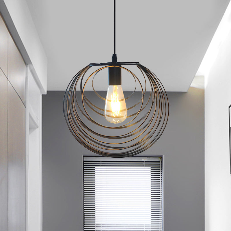 1 Light Hanging Lamp with Globe Wire Cage Metal Industrial Dining Room Pendant Light in Black/Sliver/Rust Clearhalo 'Art Deco Pendants' 'Black' 'Cast Iron' 'Ceiling Lights' 'Ceramic' 'Crystal' 'Industrial Pendants' 'Industrial' 'Metal' 'Middle Century Pendants' 'Pendant Lights' 'Pendants' 'Rustic Pendants' 'Tiffany' Lighting' 1400792