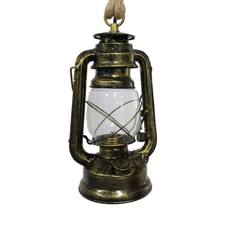 Black/Bronze/Antique Brass 1 Light Pendant Ceiling Light Industrial Clear Glass Kerosene Hanging Lamp for Coffee Shop Clearhalo 'Art Deco Pendants' 'Black' 'Cast Iron' 'Ceiling Lights' 'Ceramic' 'Crystal' 'Industrial Pendants' 'Industrial' 'Metal' 'Middle Century Pendants' 'Pendant Lights' 'Pendants' 'Rustic Pendants' 'Tiffany' Lighting' 140108