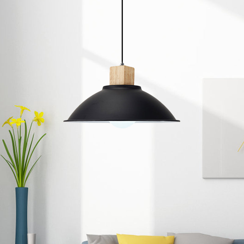 Metal Bowl Shade Hanging Light Modern Style 1 Light Dining Room Pendant Lamp in Black Clearhalo 'Art Deco Pendants' 'Black' 'Cast Iron' 'Ceiling Lights' 'Ceramic' 'Crystal' 'Industrial Pendants' 'Industrial' 'Metal' 'Middle Century Pendants' 'Pendant Lights' 'Pendants' 'Rustic Pendants' 'Tiffany' Lighting' 1401099
