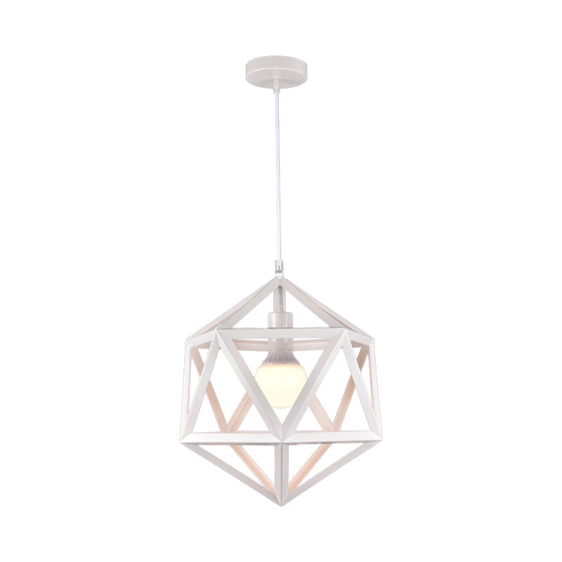 Geometric Metal Pendant Light Industrial Single Light Dining Room Hanging Lamp in Blue/White/Yellow Clearhalo 'Ceiling Lights' 'Modern Pendants' 'Modern' 'Pendant Lights' 'Pendants' Lighting' 1401163