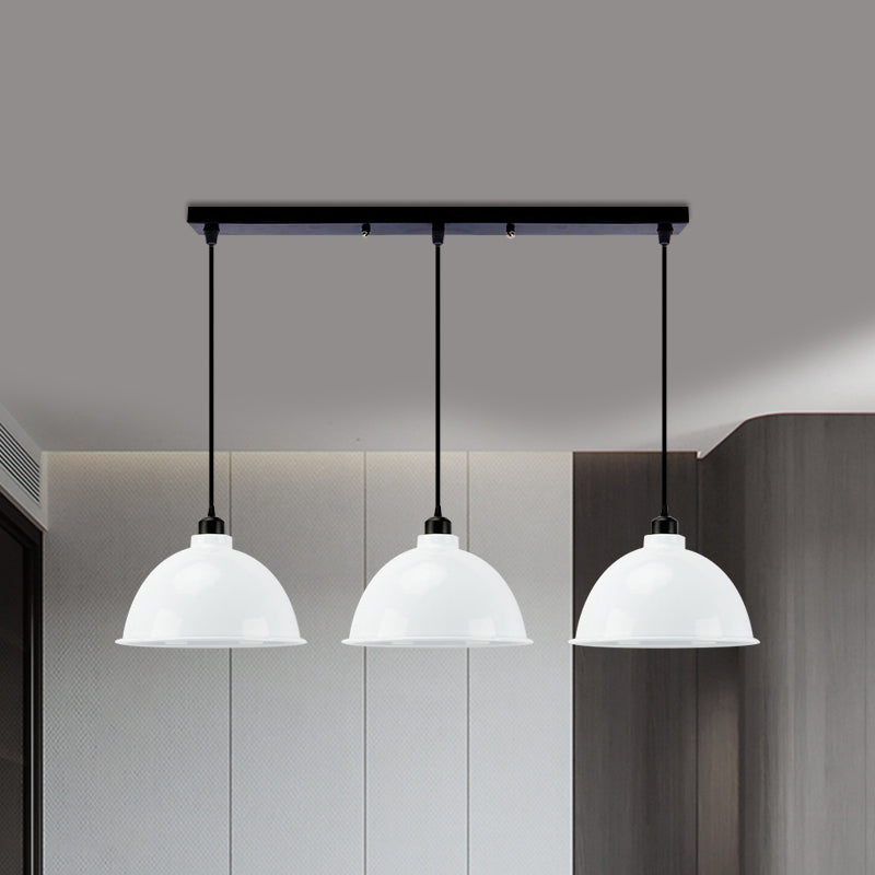 Metal Dome Shade Pendant Light Retro Stylish 3 Lights Kitchen Hanging Light Fixture in Black/White Clearhalo 'Art Deco Pendants' 'Black' 'Cast Iron' 'Ceiling Lights' 'Ceramic' 'Crystal' 'Industrial Pendants' 'Industrial' 'Metal' 'Middle Century Pendants' 'Pendant Lights' 'Pendants' 'Rustic Pendants' 'Tiffany' Lighting' 1401258