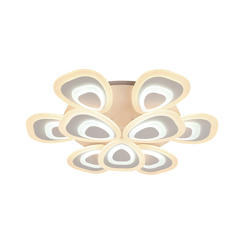 Peacock Tail Acrylic Ceiling Lighting Fixture Modern 3/5/9 Lights LED White Flush Mount Lamp in Warm/White/Natural Light Clearhalo 'Ceiling Lights' 'Close To Ceiling Lights' 'Close to ceiling' 'Semi-flushmount' Lighting' 1401450
