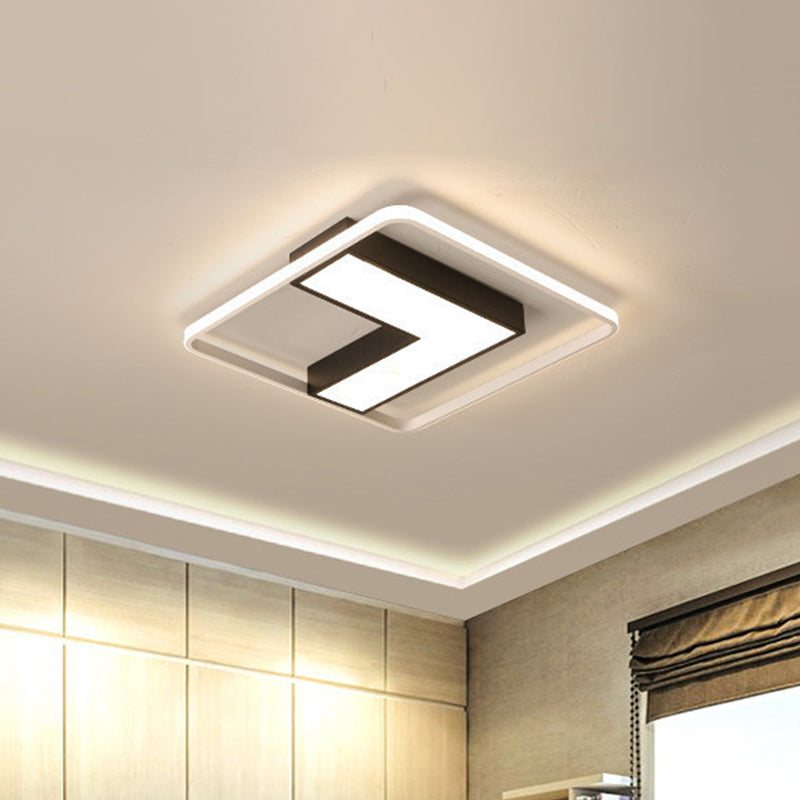 Black L Shaped LED Ceiling Mount Light Fixture Modern Metal Flush Mount Lighting for Study Room in Warm/White, 19"/24.5"/31.5" W Clearhalo 'Ceiling Lights' 'Close To Ceiling Lights' 'Close to ceiling' 'Flush mount' Lighting' 1401489