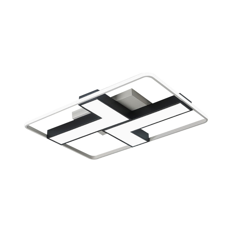 Black L Shaped LED Ceiling Mount Light Fixture Modern Metal Flush Mount Lighting for Study Room in Warm/White, 19"/24.5"/31.5" W Clearhalo 'Ceiling Lights' 'Close To Ceiling Lights' 'Close to ceiling' 'Flush mount' Lighting' 1401501