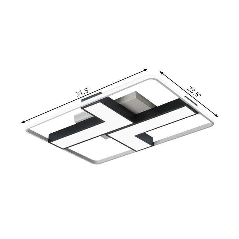Black L Shaped LED Ceiling Mount Light Fixture Modern Metal Flush Mount Lighting for Study Room in Warm/White, 19"/24.5"/31.5" W Clearhalo 'Ceiling Lights' 'Close To Ceiling Lights' 'Close to ceiling' 'Flush mount' Lighting' 1401502