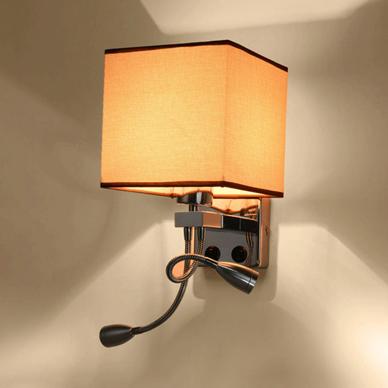 White/Black/Beige Cube Wall Sconce Lighting Modernism Fabric 1 Light Wall Mount Light Clearhalo 'Modern wall lights' 'Modern' 'Wall Lamps & Sconces' 'Wall Lights' Lighting' 1401511