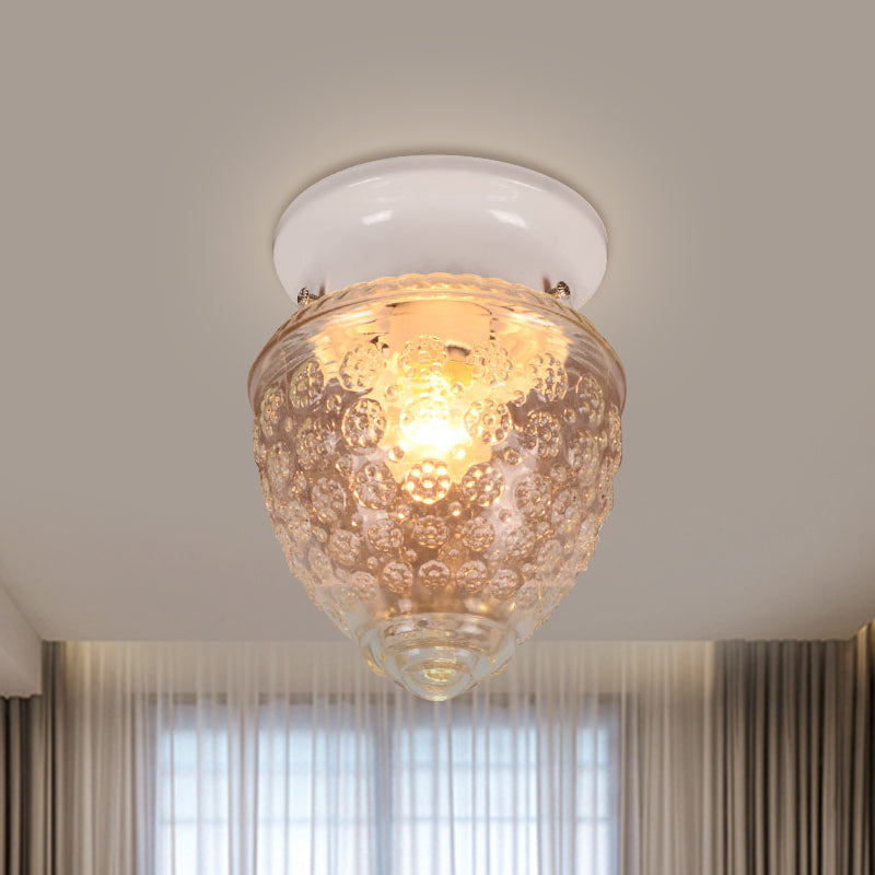 Acorn Shape Flush Mount Modernist Clear Glass 1 Light White/Black Flush Mount Light Fixture White Clearhalo 'Ceiling Lights' 'Close To Ceiling Lights' 'Close to ceiling' 'Flush mount' Lighting' 1401740