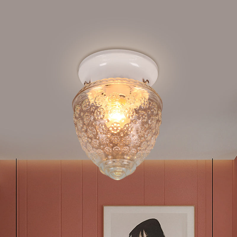 Acorn Shape Flush Mount Modernist Clear Glass 1 Light White/Black Flush Mount Light Fixture Clearhalo 'Ceiling Lights' 'Close To Ceiling Lights' 'Close to ceiling' 'Flush mount' Lighting' 1401741