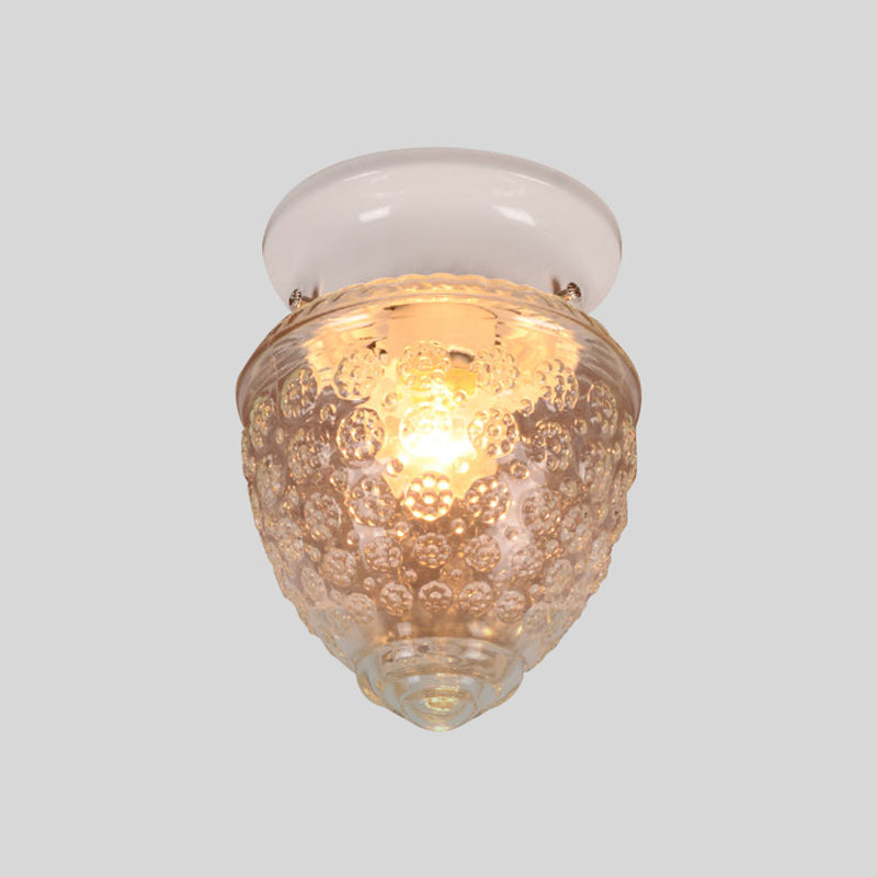 Acorn Shape Flush Mount Modernist Clear Glass 1 Light White/Black Flush Mount Light Fixture Clearhalo 'Ceiling Lights' 'Close To Ceiling Lights' 'Close to ceiling' 'Flush mount' Lighting' 1401743