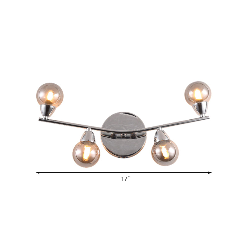 Ball Shaped Glass Wall Sconce Light Vintage Style 2/4 Lights Living Room Wall Mount Light in Chrome Finish Clearhalo 'Art deco wall lights' 'Cast Iron' 'Glass' 'Industrial wall lights' 'Industrial' 'Middle century wall lights' 'Modern' 'Rustic wall lights' 'Tiffany' 'Traditional wall lights' 'Wall Lamps & Sconces' 'Wall Lights' Lighting' 140511