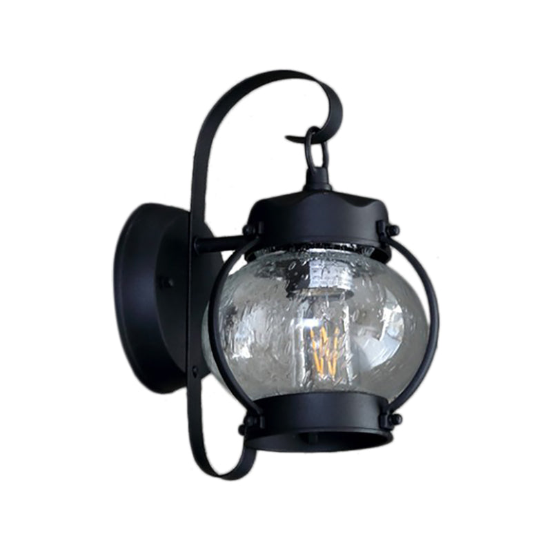 Cylinder/Lantern Seeded Glass Wall Hanging Light Traditional Single Bulb Outdoor Sconce Lamp in Clear Clearhalo 'Art deco wall lights' 'Cast Iron' 'Glass' 'Industrial wall lights' 'Industrial' 'Middle century wall lights' 'Modern' 'Rustic wall lights' 'Tiffany' 'Traditional wall lights' 'Wall Lamps & Sconces' 'Wall Lights' Lighting' 140559